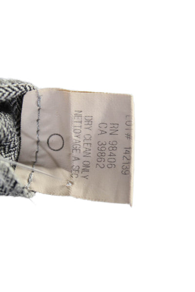 Theory Womens Herringbone Print Pencil Skirt Black White Wool Blend Size 0
