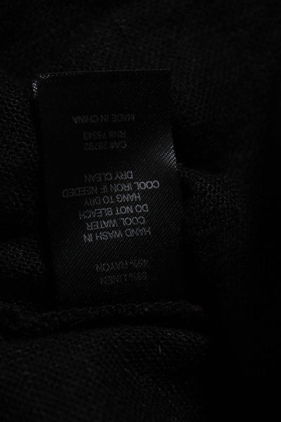 House of Harlow 1960 Womens Linen Short Sleeve Embroidered Blouse Black Size XS
