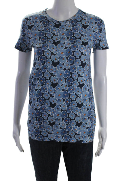 Saks Fifth Avenue Women's Round Neck Short Sleeves Basic T-Shirt Floral Size XS