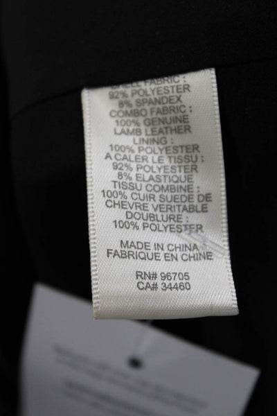 Rebecca Taylor Womens Leather Contrast V Neck A Line Dress Black Size 2