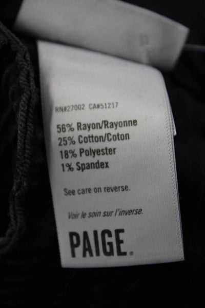 Paige Womens Zipper Fly High Rise Straight Leg Cuffed Denim Pants Gray Size 30