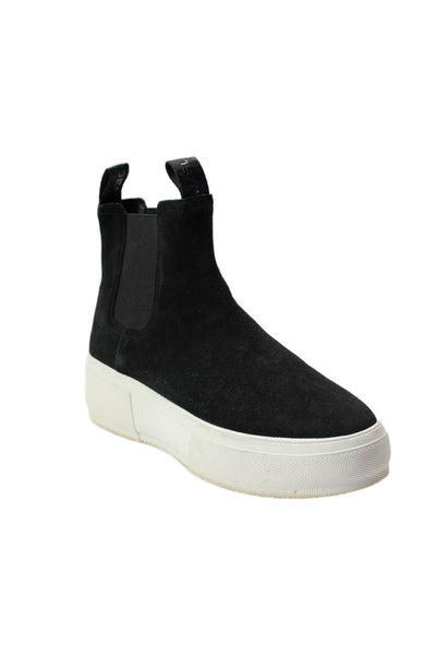 J Slides Womens Slip On Platform High Top Sneakers Black Suede Size 8