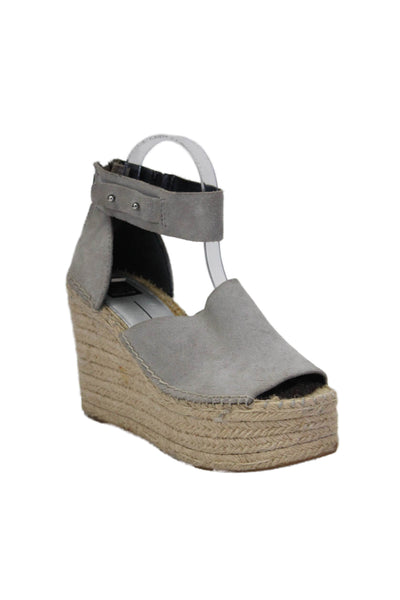 Dolce Vita Womens Suede Ankle Strap Espadrille Wedge Sandals Gray Size 8.5