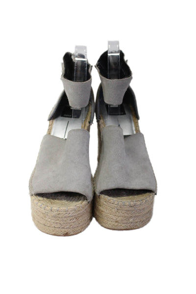 Dolce Vita Womens Suede Ankle Strap Espadrille Wedge Sandals Gray Size 8.5