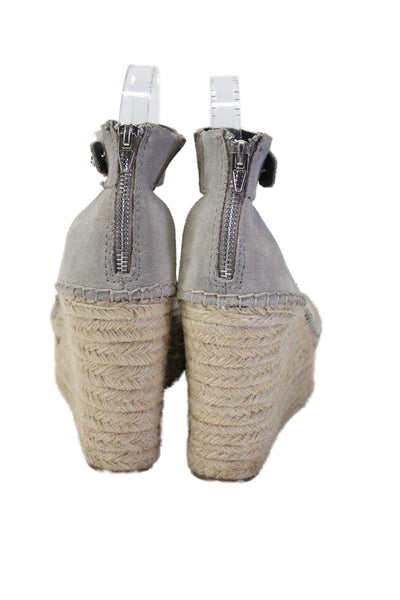 Dolce Vita Womens Suede Ankle Strap Espadrille Wedge Sandals Gray Size 8.5