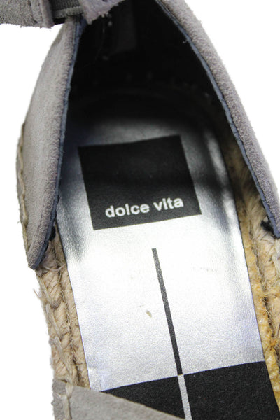 Dolce Vita Womens Suede Ankle Strap Espadrille Wedge Sandals Gray Size 8.5