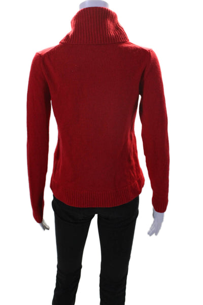 J Crew Womens Turtleneck Rib Long Sleeve Thick Knit Sweater Red Size S