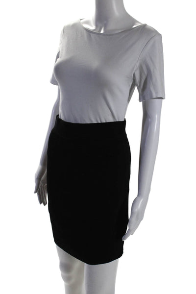 Parker Womens Textured Zip Up Stretch Body Con Mini Skirt Black Size Small