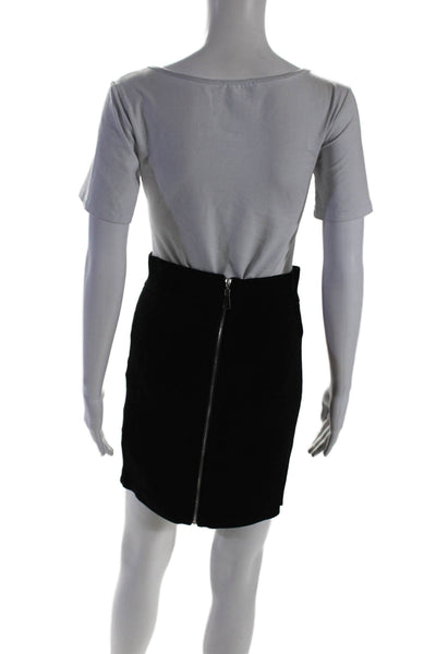 Parker Womens Textured Zip Up Stretch Body Con Mini Skirt Black Size Small