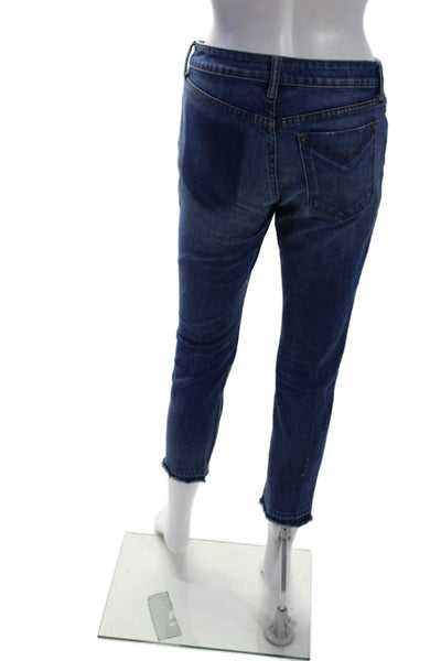 10 Crosby Derek Lam Womens Mid Rise Patchwork Skinny Leg Jeans Blue Cotton Size
