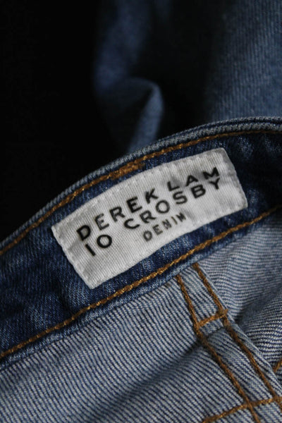 10 Crosby Derek Lam Womens Mid Rise Patchwork Skinny Leg Jeans Blue Cotton Size