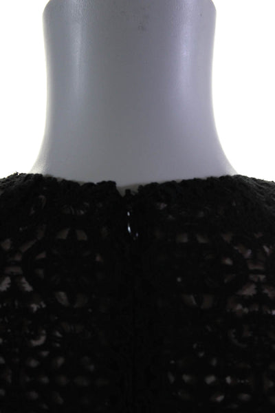 Valentina Shah Womens Back Zip Short Sleeve Lace Overlay Dress Black Size 0