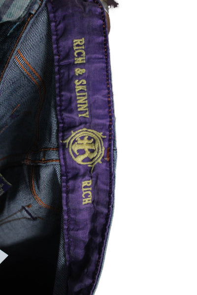 Rich & Skinny Womens Zip Front Tapered Leg Dark Wash Jeans Blue Size 26
