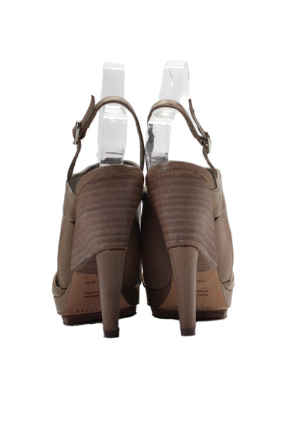 Pura Lopez Women's Open Toe Straps Cone Heels Ankle Buckle Sandals Brown Size 37