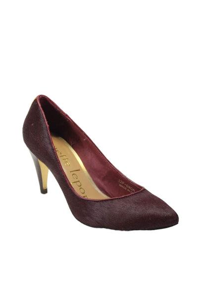Nanette Lepore Womens Leather Pointed Toe Cone Heel Pumps Burgundy Red Size 7.5