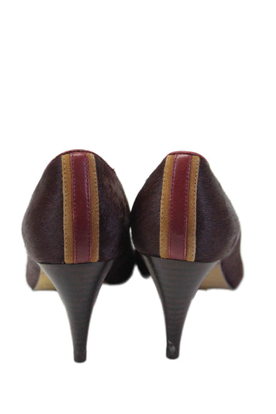 Nanette Lepore Womens Leather Pointed Toe Cone Heel Pumps Burgundy Red Size 7.5