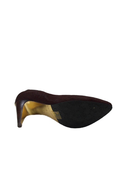 Nanette Lepore Womens Leather Pointed Toe Cone Heel Pumps Burgundy Red Size 7.5