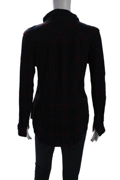 Rails Womens Plaid Print Long Sleeve Button Down Flannel Shirt Red Blue Size XS