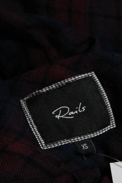 Rails Womens Plaid Print Long Sleeve Button Down Flannel Shirt Red Blue Size XS