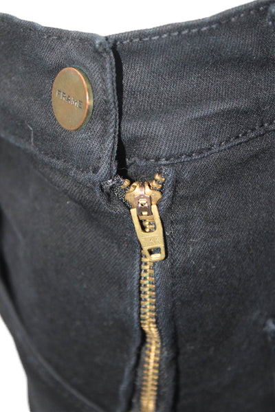 Frame Women's Button Closure High Waist Pockets Bootcut Pants Black Size 25