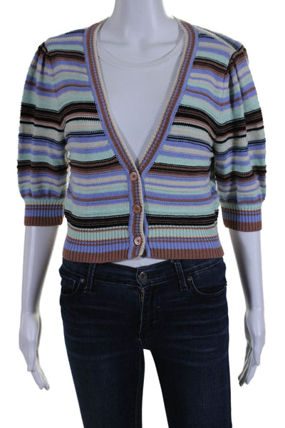 Wilfred Women's V-Neck Short Sleeves Button Down Cardigan Striped Size XS