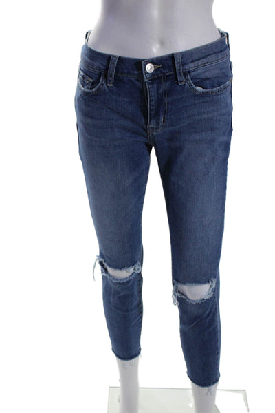 Current/Elliott Womens Mid Rise Distressed Skinny Jeans Blue Size 27