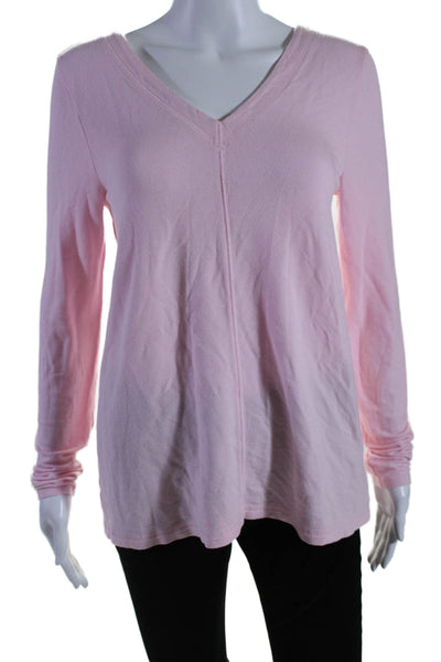 Lilly Pulitzer Womens Long Sleeve Strappy Back V Neck Shirt Pink Size Small