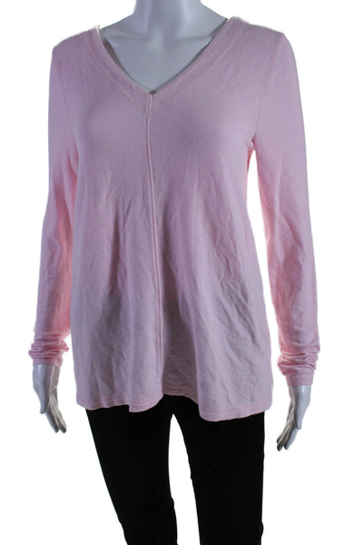 Lilly Pulitzer Womens Long Sleeve Strappy Back V Neck Shirt Pink Size Small