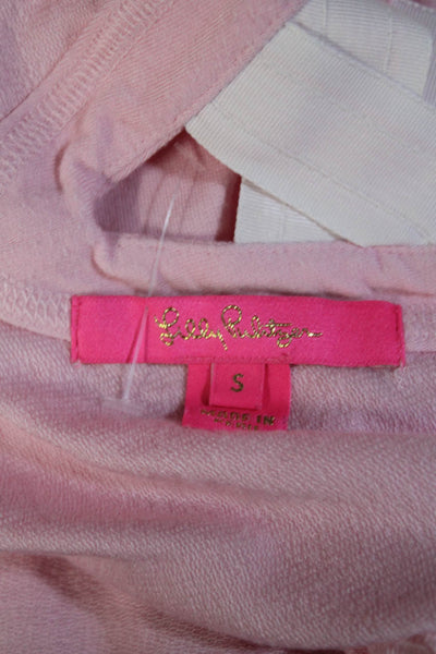 Lilly Pulitzer Womens Long Sleeve Strappy Back V Neck Shirt Pink Size Small