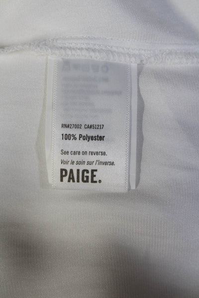 Paige Womens Long Sleeve Smocked Trim Keyhole Satin Shirt White Size Small