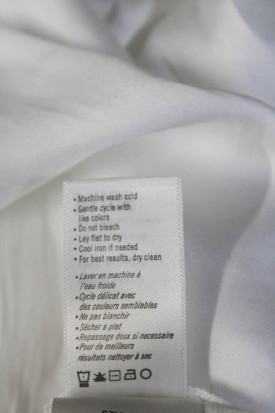 Paige Womens Long Sleeve Smocked Trim Keyhole Satin Shirt White Size Small
