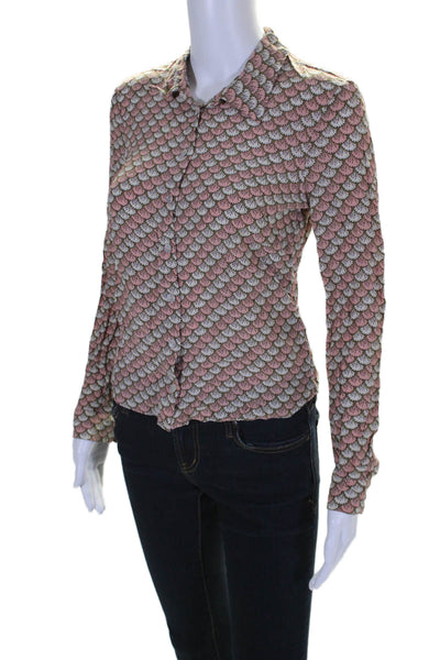 Vince Camuto Womens Blue Polka Dot Off Shoulder Long Sleeve Blouse Top Size S
