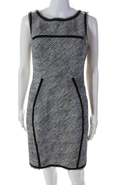 Yoana Baraschi Womens Cotton Gray Boat Neck Fringe Sleeveless Shift Dress Size 6