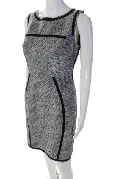 Yoana Baraschi Womens Cotton Gray Boat Neck Fringe Sleeveless Shift Dress Size 6