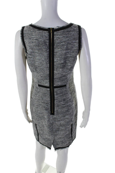 Yoana Baraschi Womens Cotton Gray Boat Neck Fringe Sleeveless Shift Dress Size 6
