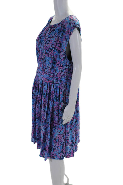 Boden Women's Round Neck Sleeveless Cinch Flare Floral Mini Dress Size 16