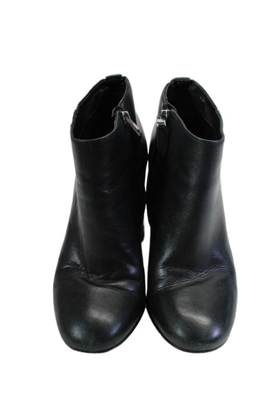 Sam Edelman Womens Leather Slip On Zip Up Block Heel Ankle Booties Black Size 7