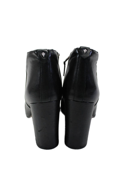 Sam Edelman Womens Leather Slip On Zip Up Block Heel Ankle Booties Black Size 7