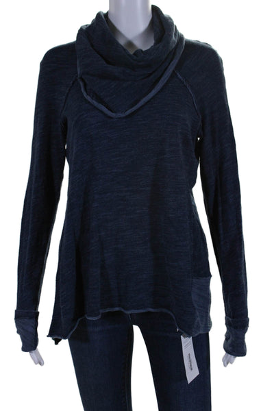 FP Beach Womens Long Sleeves Turtleneck Sweater Blue Cotton Size One Size