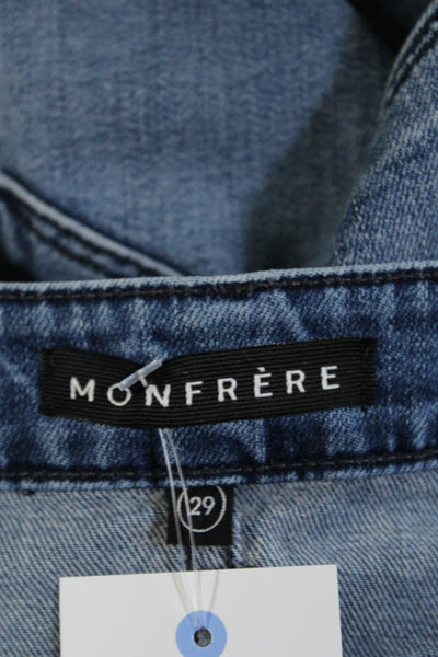 Monfrere Women's Midrise Medium Wash Pockets Straight Leg Denim Pants Size 29