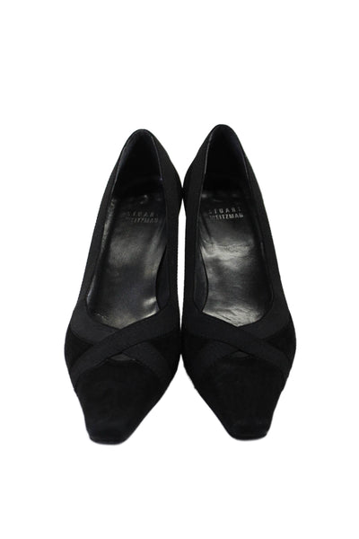 Stuart Weitzman Womens Suede Square Toe Slide On Pumps Black Size 6 Medium