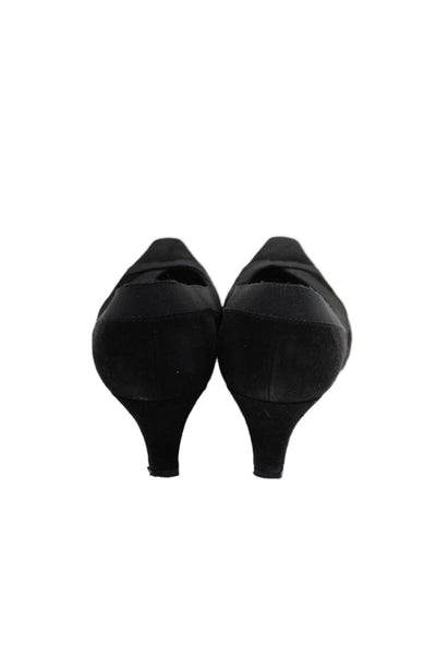 Stuart Weitzman Womens Suede Square Toe Slide On Pumps Black Size 6 Medium