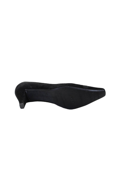 Stuart Weitzman Womens Suede Square Toe Slide On Pumps Black Size 6 Medium