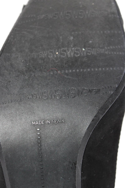 Stuart Weitzman Womens Suede Square Toe Slide On Pumps Black Size 6 Medium