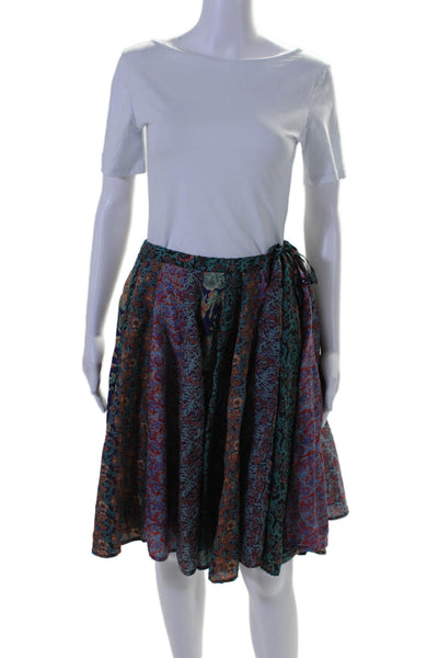 Calypso Christiane Celle Womens Silk Floral Drawstring Skirt Multicolor Size 1