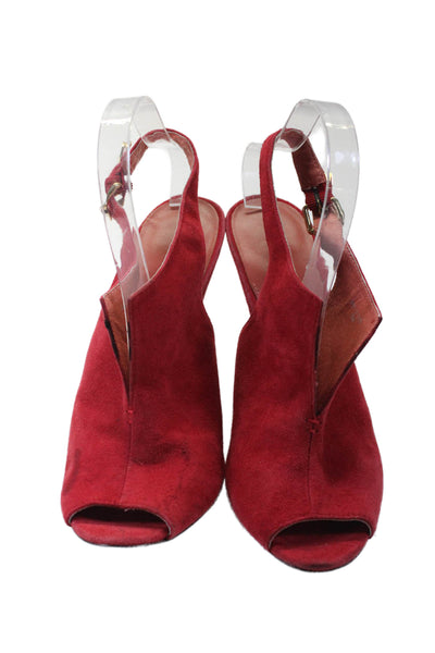 Rebecca Minkoff Womens Suede Open Toe Slingbacks Pumps Red Size 9.5 Medium