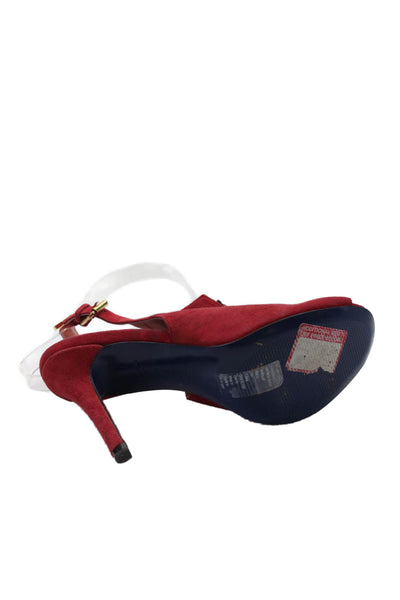 Rebecca Minkoff Womens Suede Open Toe Slingbacks Pumps Red Size 9.5 Medium