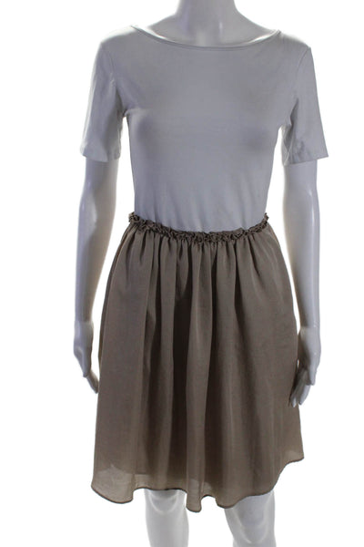 Reiss Womens Brown Ruffle Detail Side Zip Linen Mini A-Line Skirt Size 0
