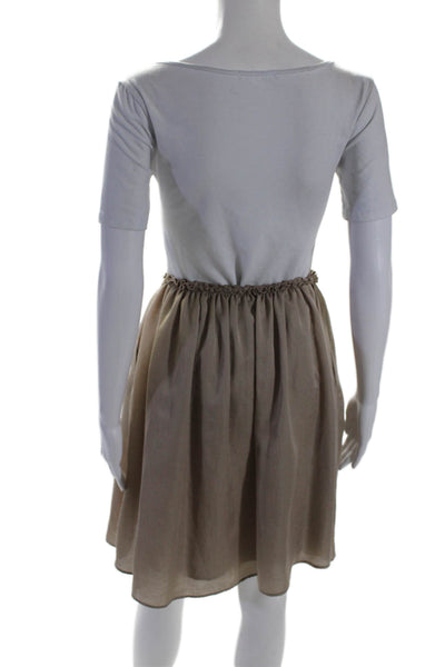 Reiss Womens Brown Ruffle Detail Side Zip Linen Mini A-Line Skirt Size 0