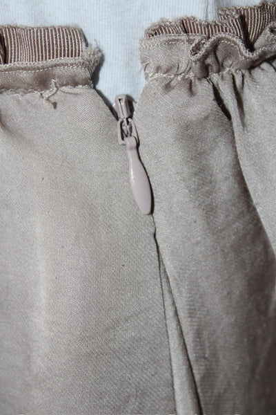 Reiss Womens Brown Ruffle Detail Side Zip Linen Mini A-Line Skirt Size 0